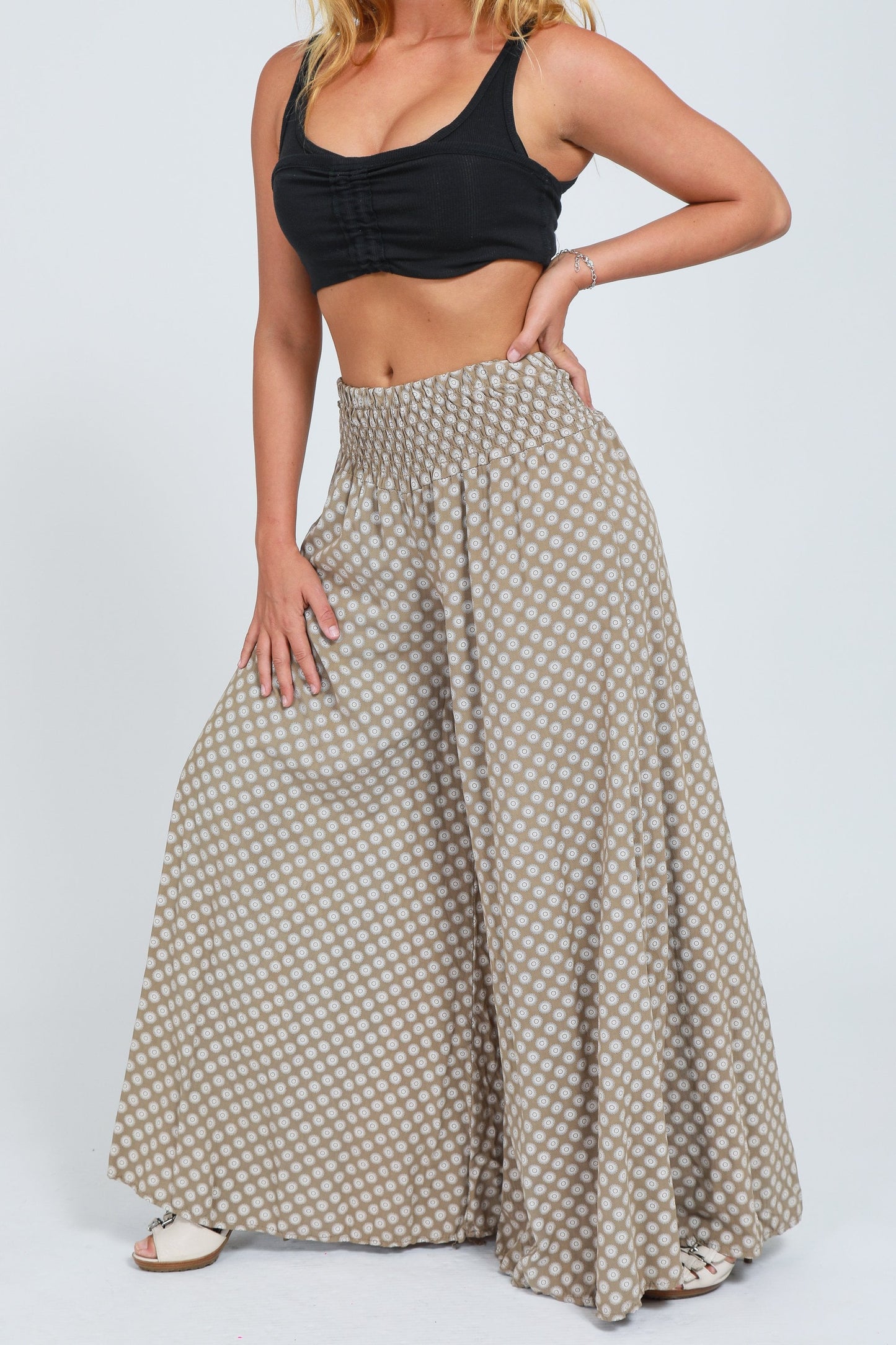 Circle Print Wide Leg Trouser