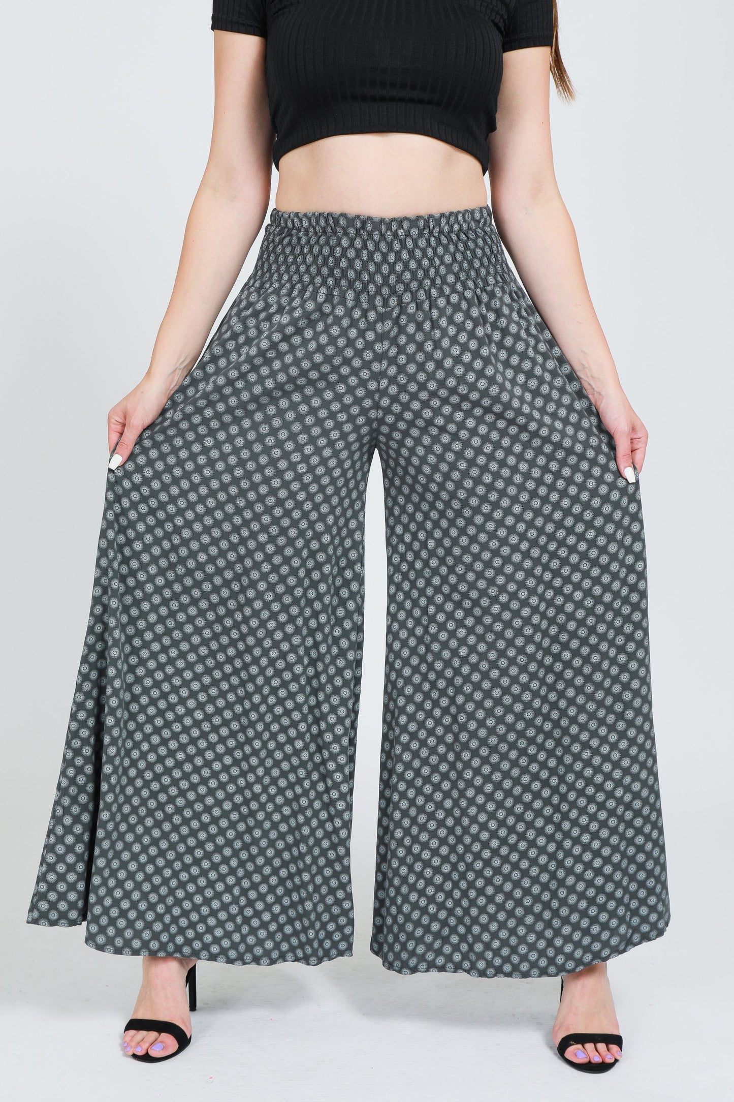 Circle Print Wide Leg Trouser