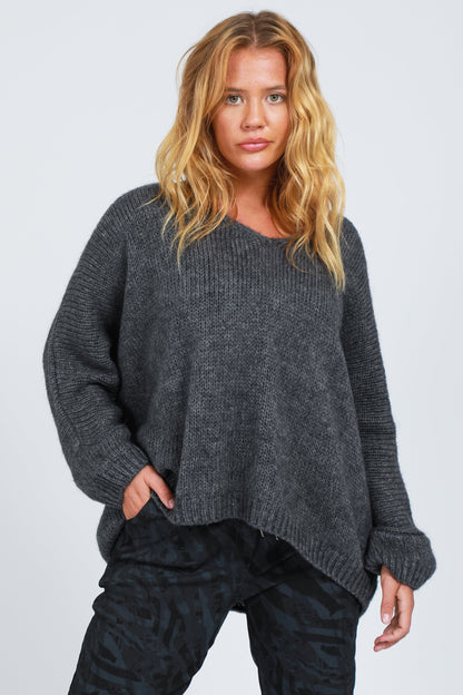 V-Neck Mohair Jumper