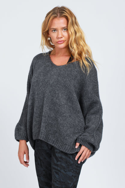 V-Neck Mohair Jumper