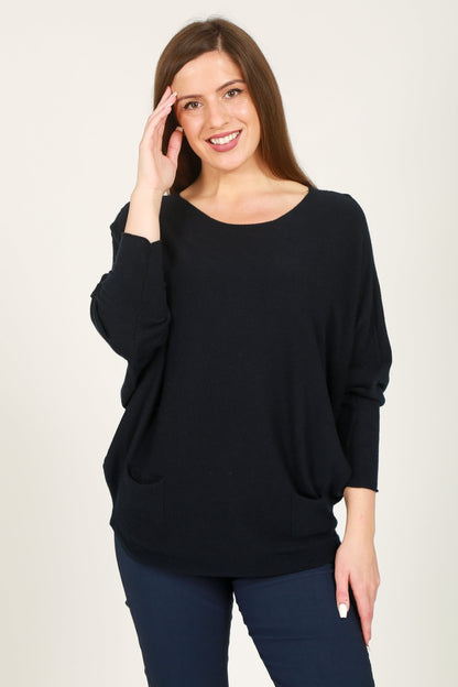 Two Pockets Batwing Jumper