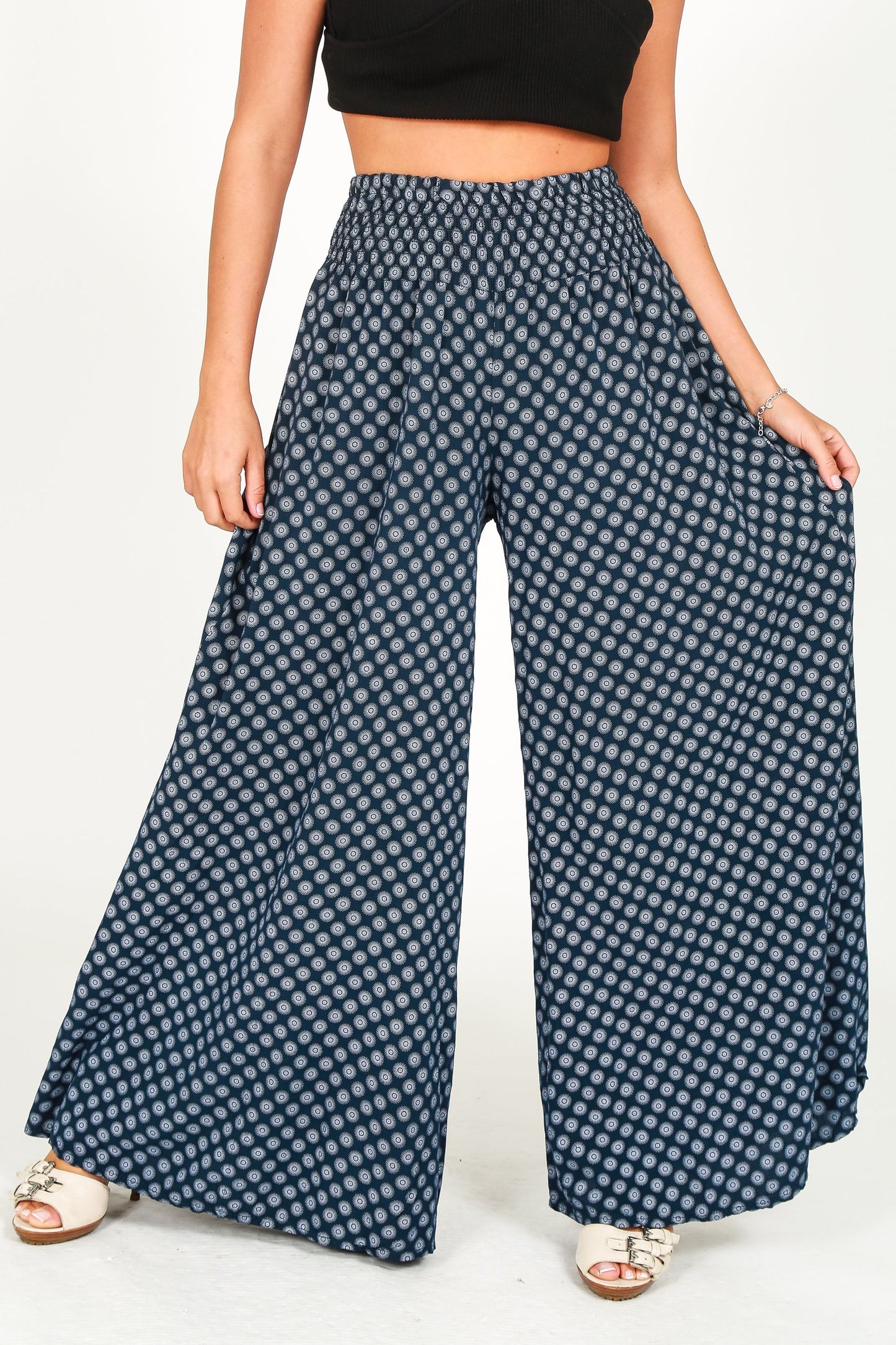 Circle Print Wide Leg Trouser