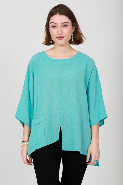 One Pocket Linen Mix Top