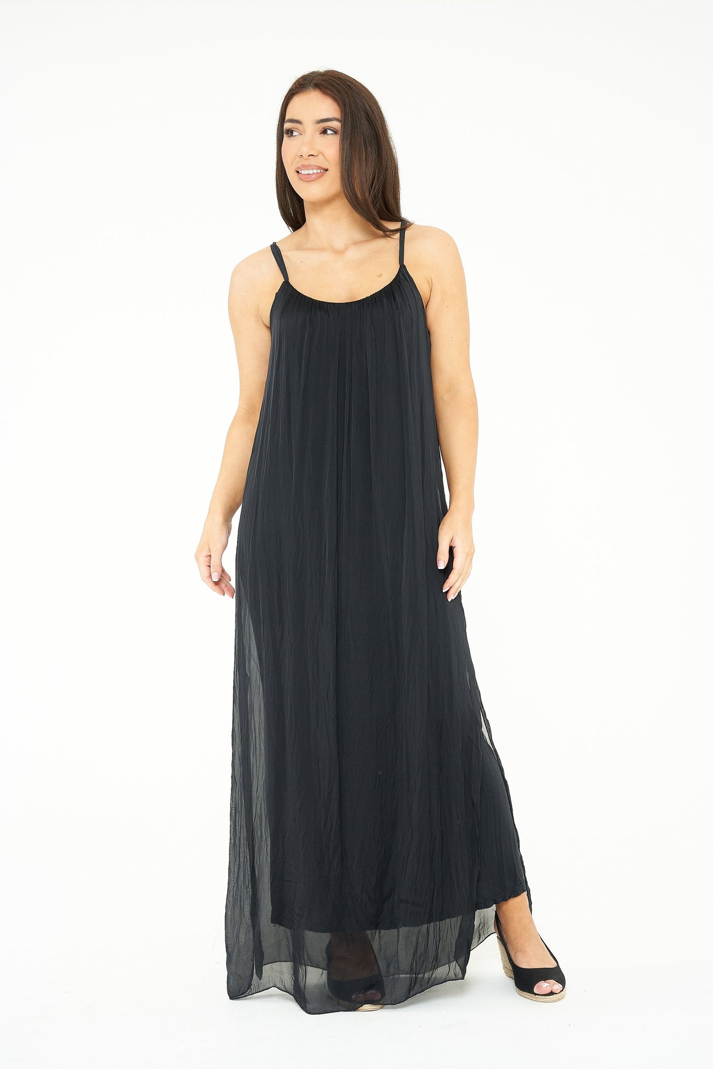 Plain Silk Maxi Dress