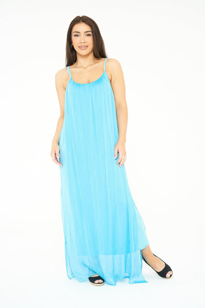 Plain Silk Maxi Dress