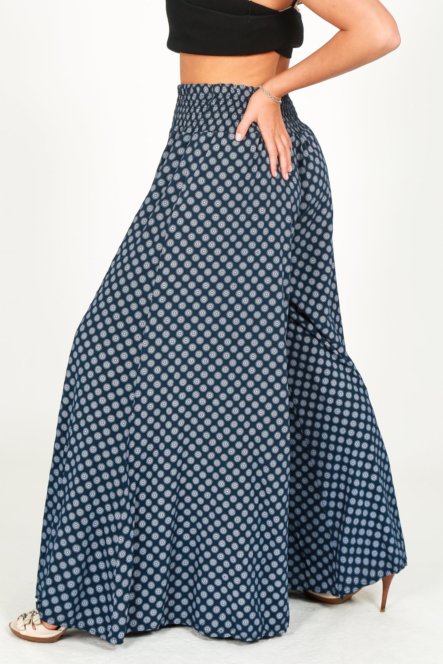 Circle Print Wide Leg Trouser