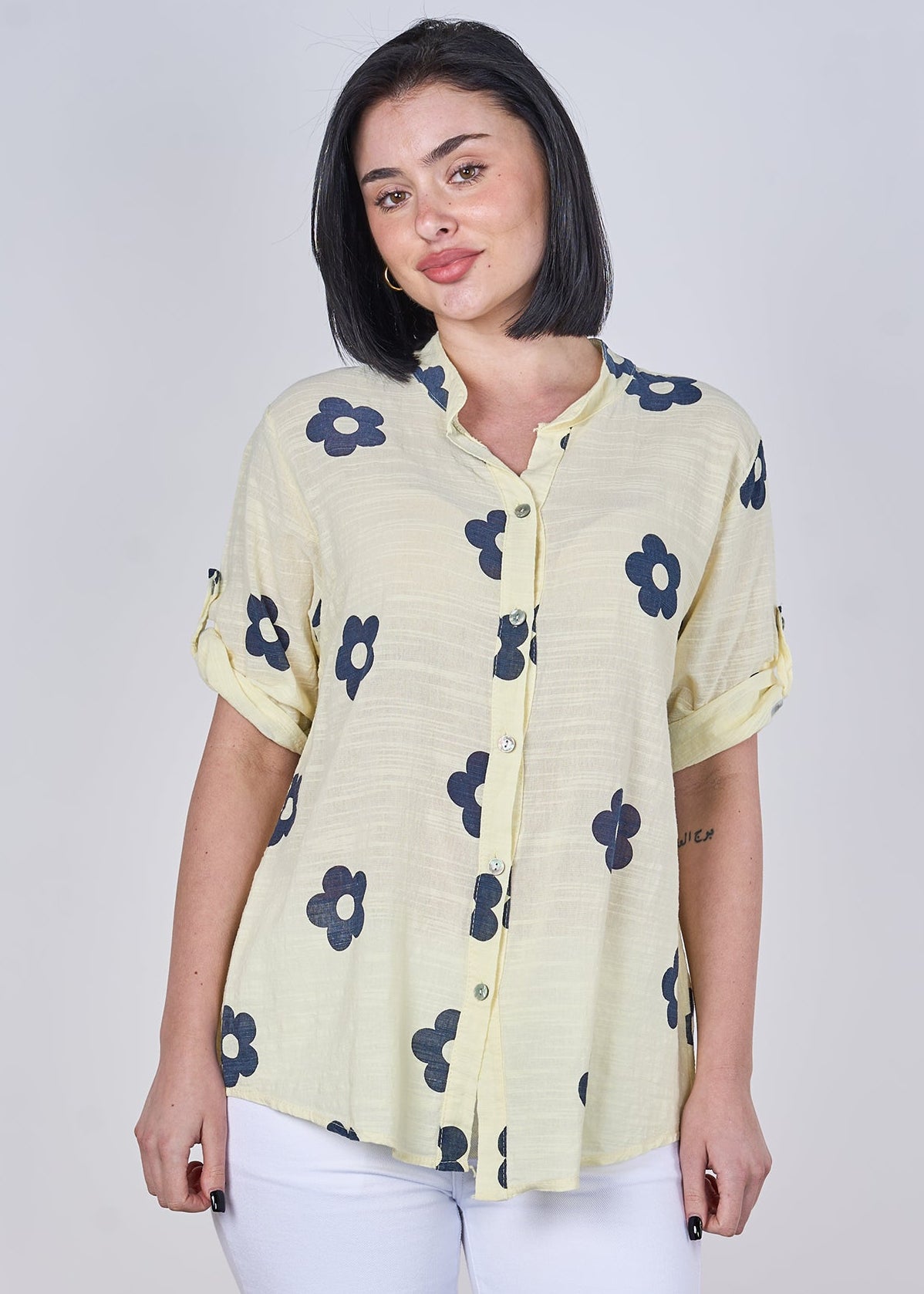 COTTON FLOWER PRINT BUTTONED TOP