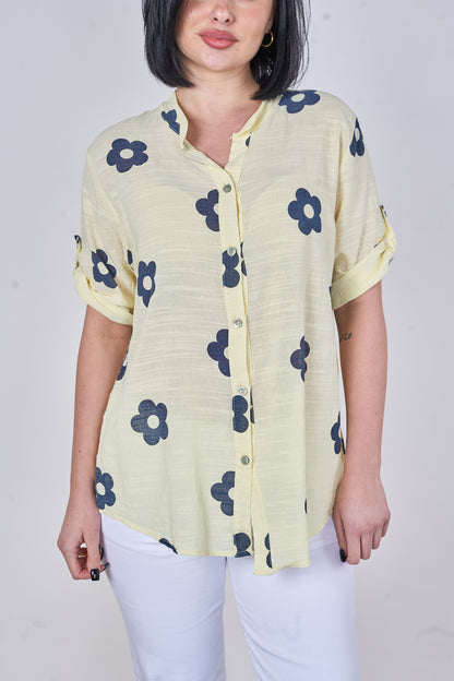 COTTON FLOWER PRINT BUTTONED TOP