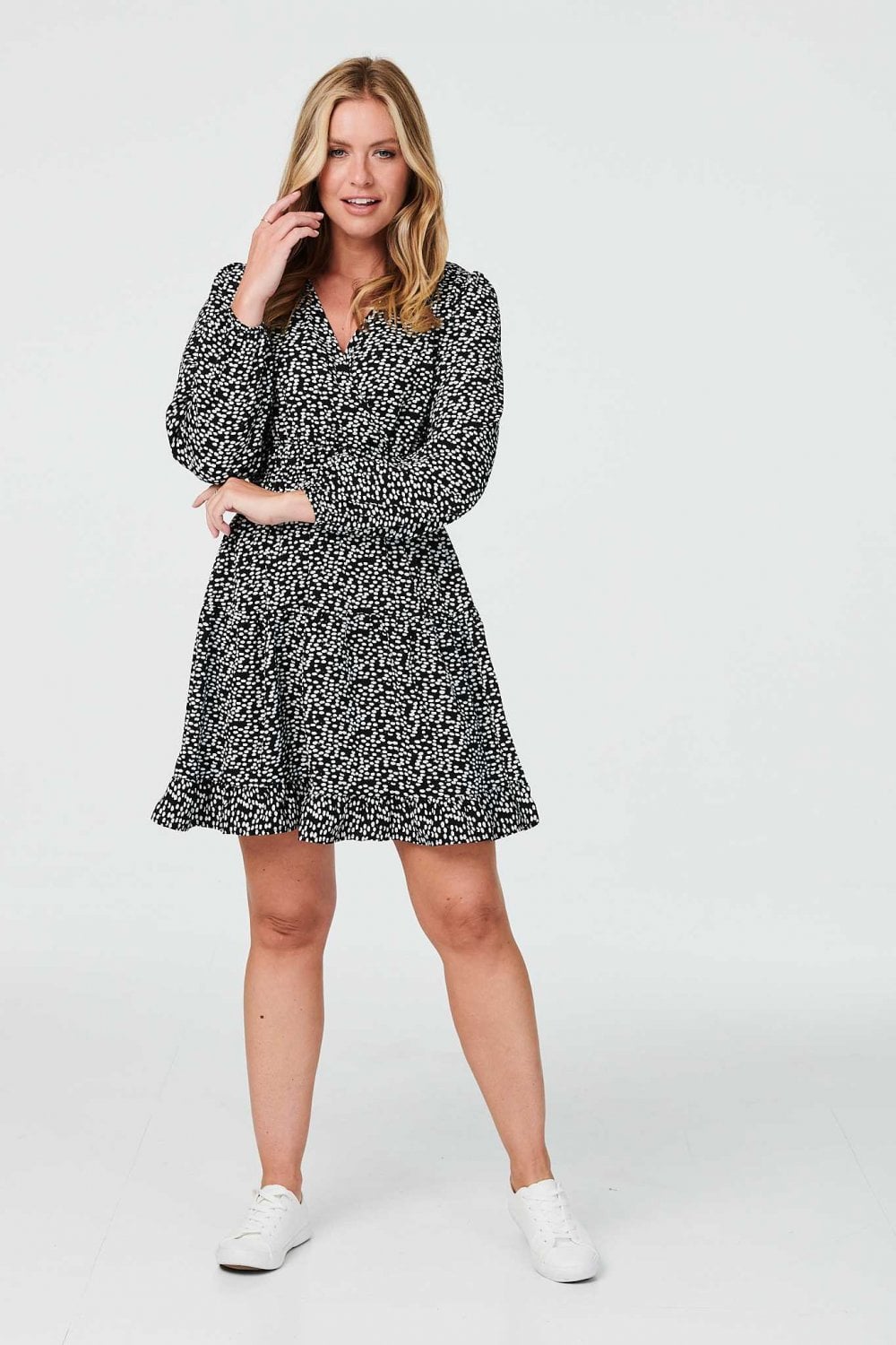 Printed Long Sleeve Mini Dress