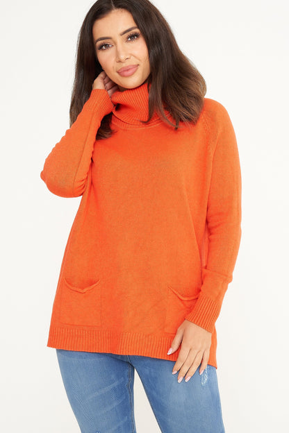 Two Pocket Roll Neck Jumper