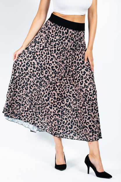 Leopard Pleated Skirts