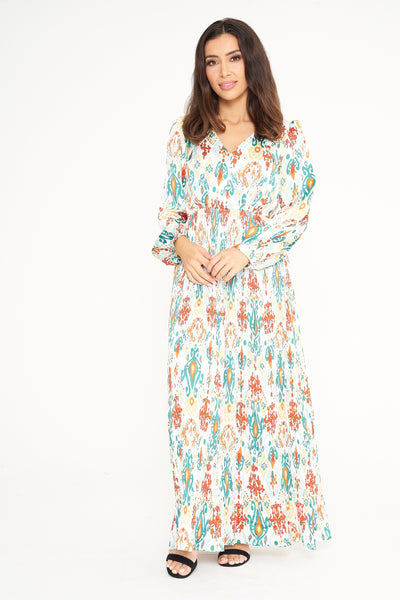 Abstract Print Button Up Dress