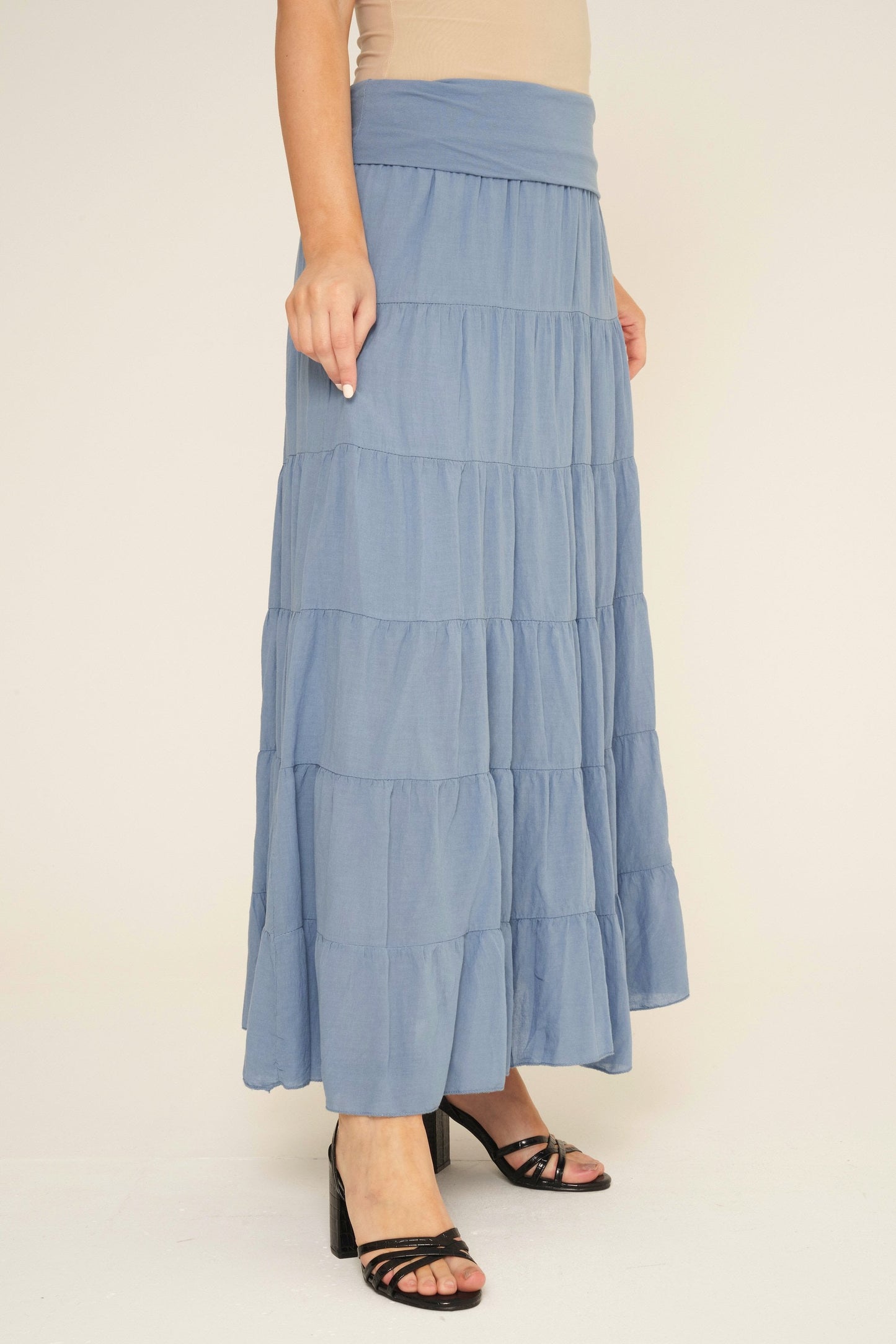 High Waist Tiered Lined Cotton Skirts