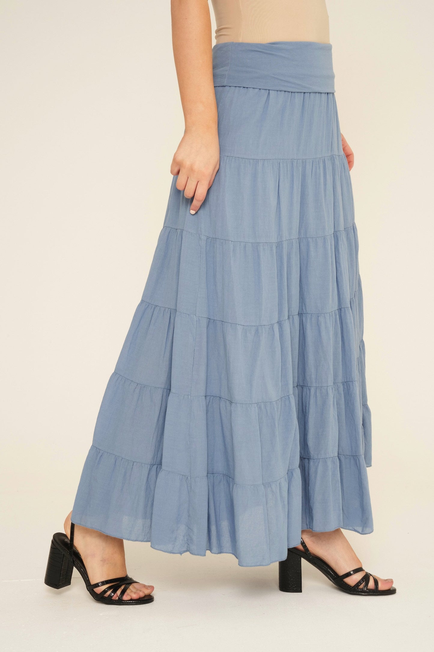 High Waist Tiered Lined Cotton Skirts