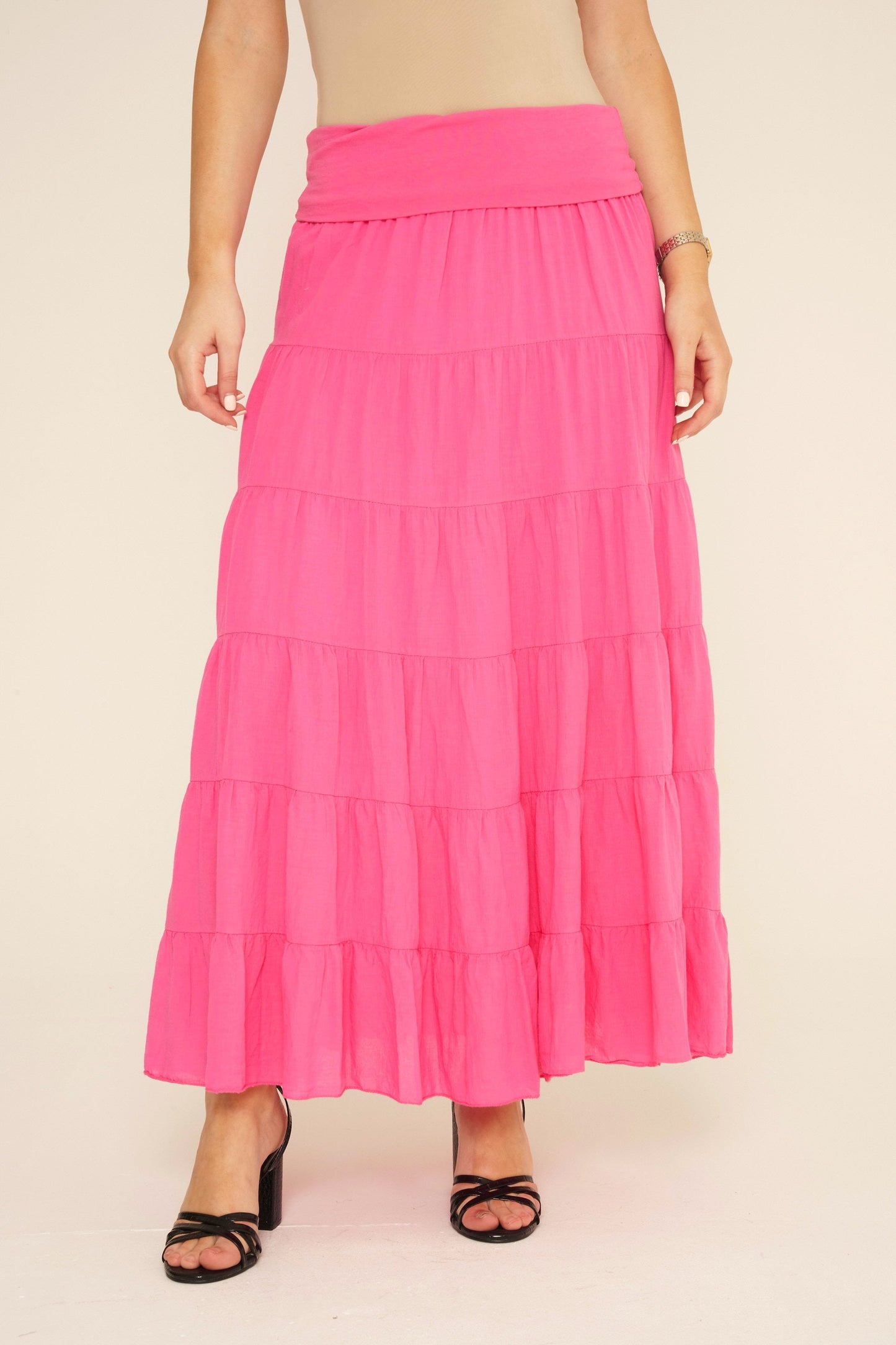 High Waist Tiered Lined Cotton Skirts