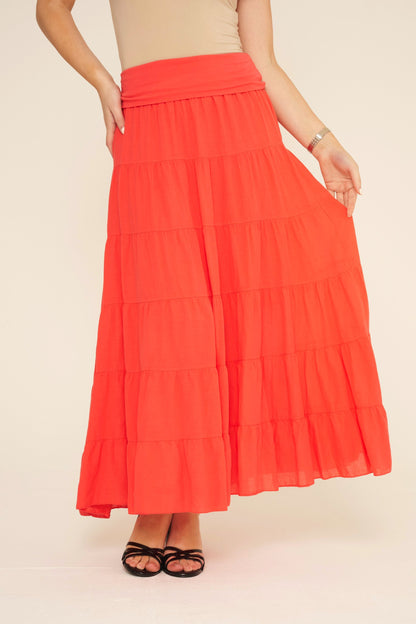 High Waist Tiered Lined Cotton Skirts