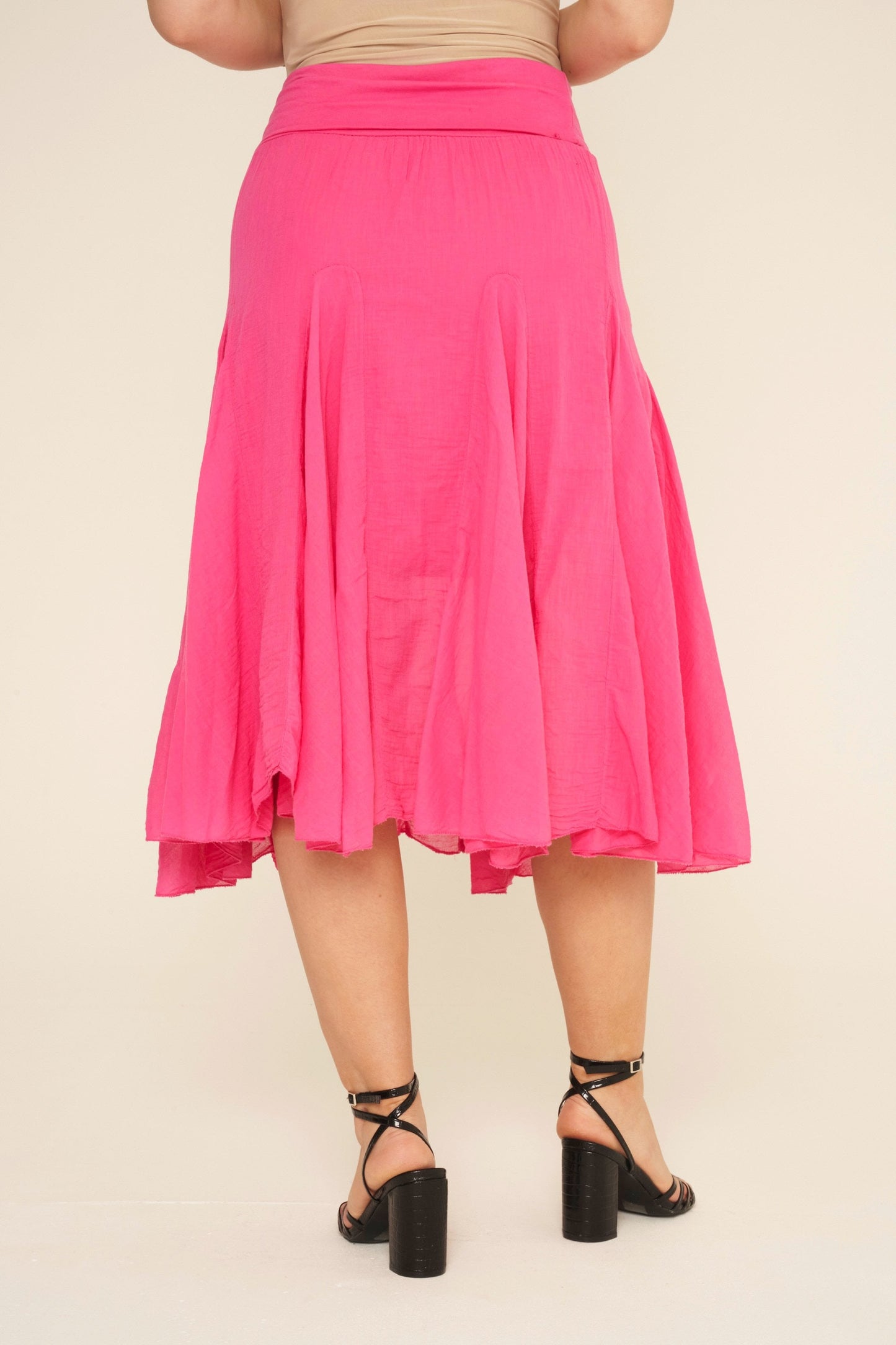 Pleated Cotton Midi Skirt