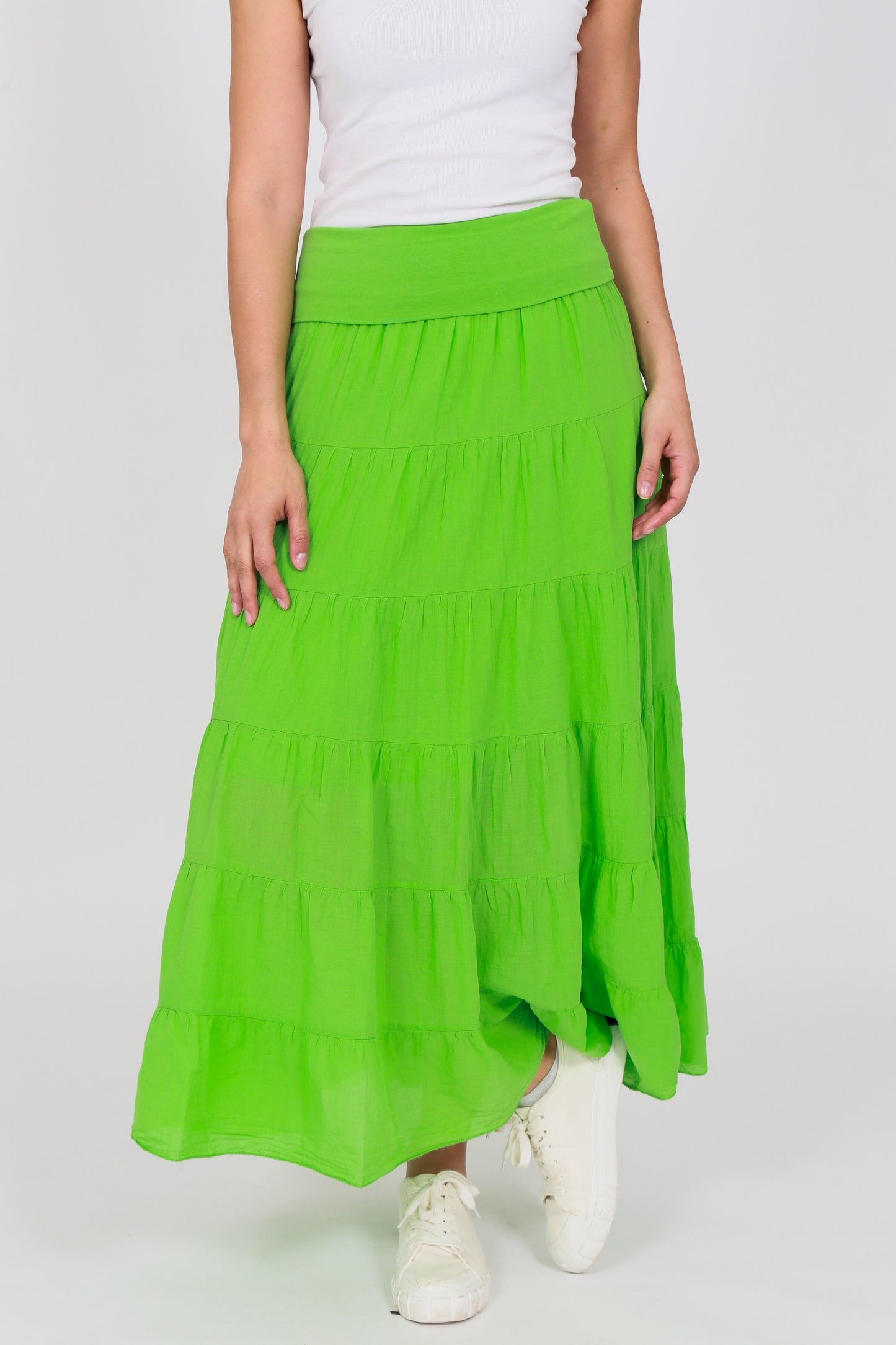 High Waist Tiered Lined Cotton Skirts