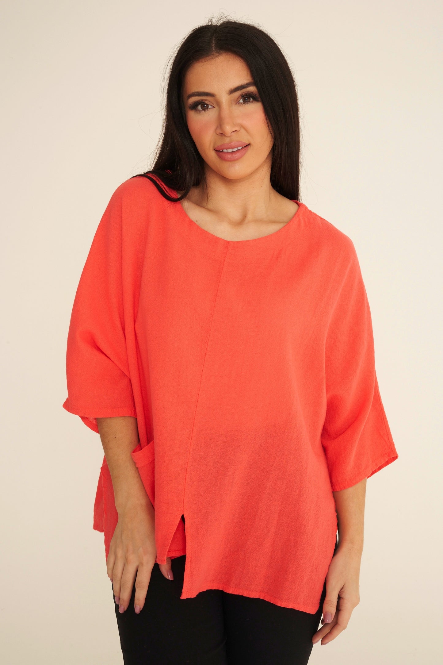 One Pocket Linen Mix Top