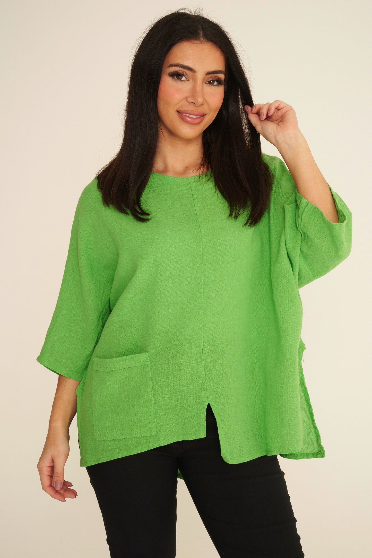 One Pocket Linen Mix Top