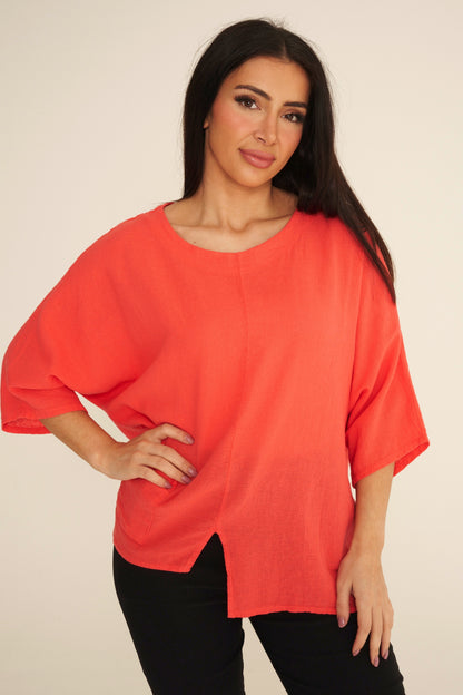 One Pocket Linen Mix Top