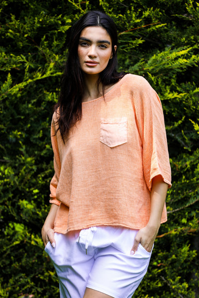 One Pocket Washed Linen Mix Top