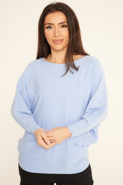 Two Pockets Batwing Jumper