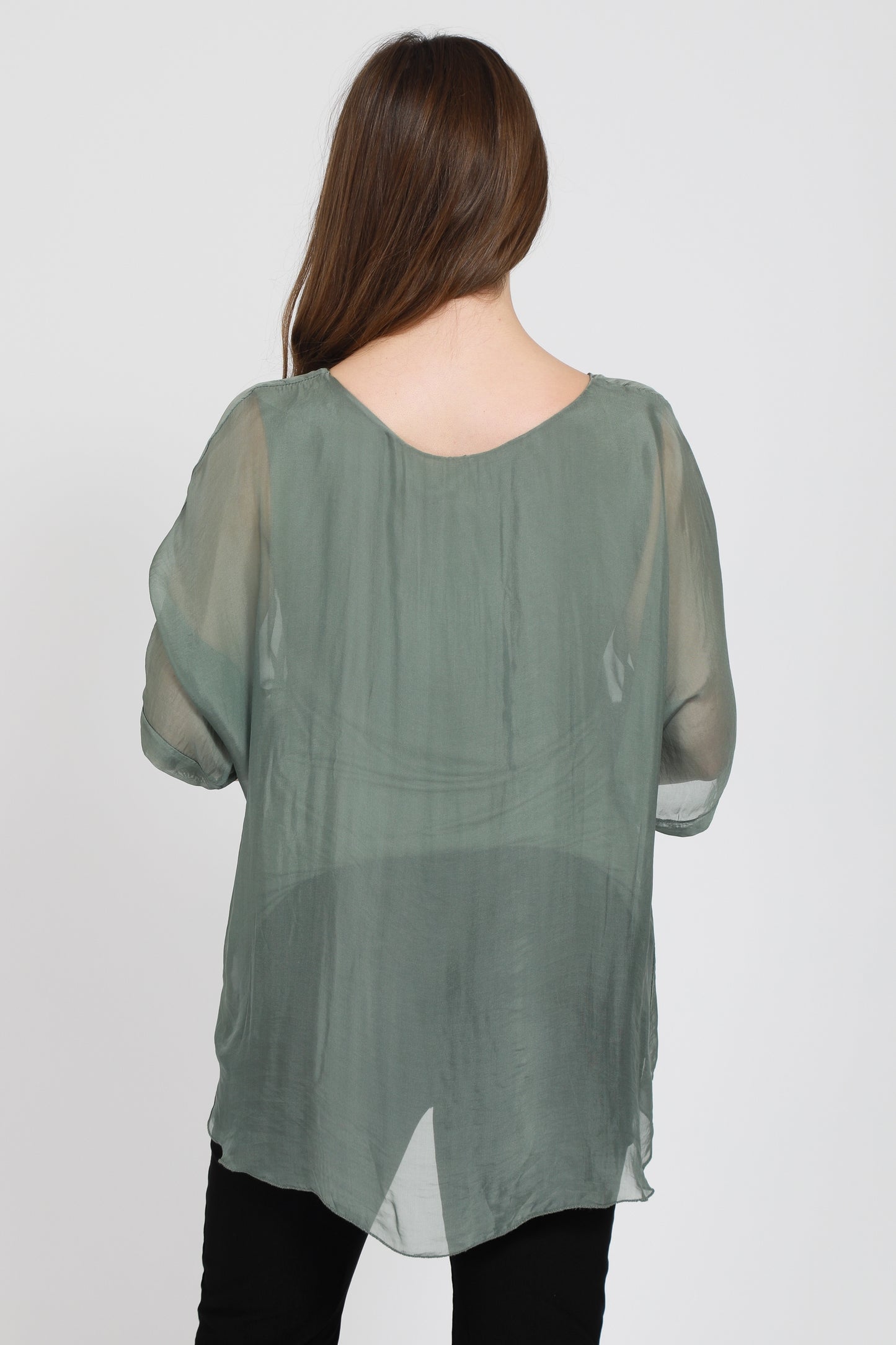 Frayed Hem Silk Top