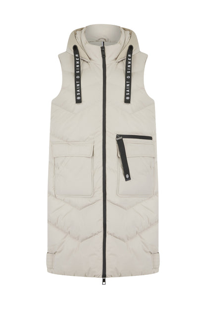 Saint & Sinner Puffer Flap Pocket Longline Hooded Gilet