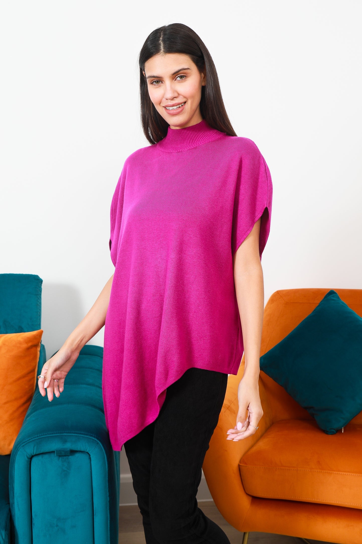 Ribbed Turtle Neck Asymmetric Jumper