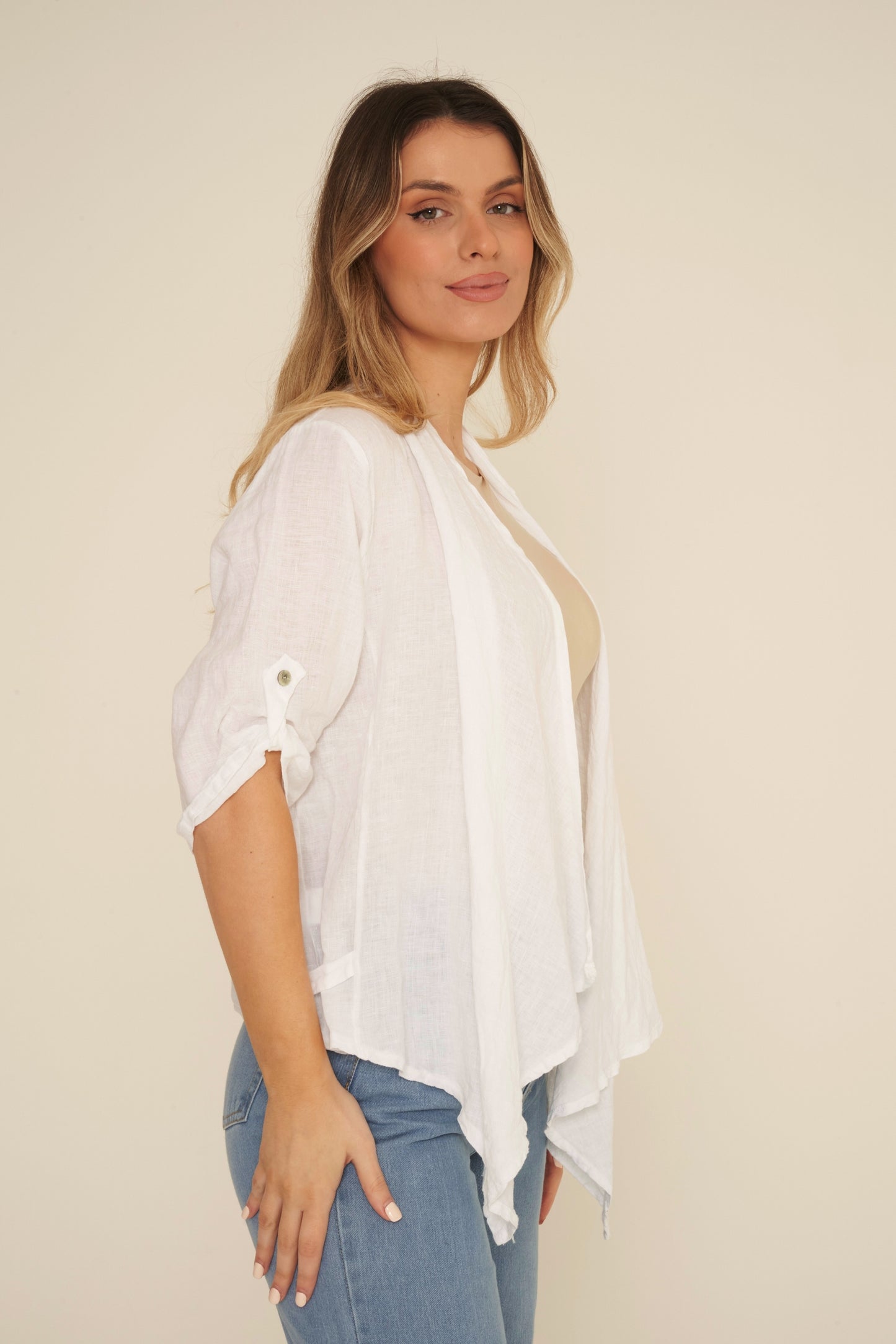 Linen Shrug With Buckles