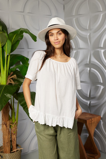 Flare Anglaise Hem Cotton top