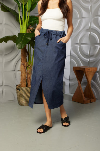 Jeans Magic Stretch Skirt With Slit