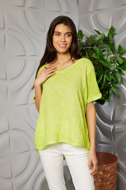 Linen T-shirt Jersey Back Top