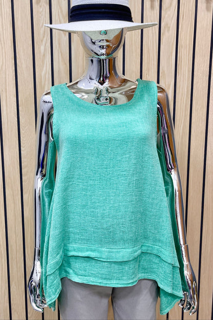 Sleeveless Washed Linen Top