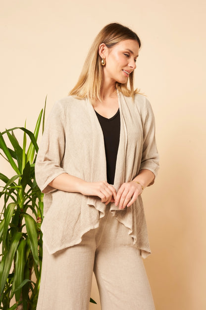 WASHED LINEN WATERFALL SHRUG