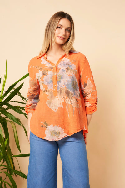 Floral Print Buttoned Top