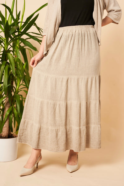 Washed Linen Panel Skirt