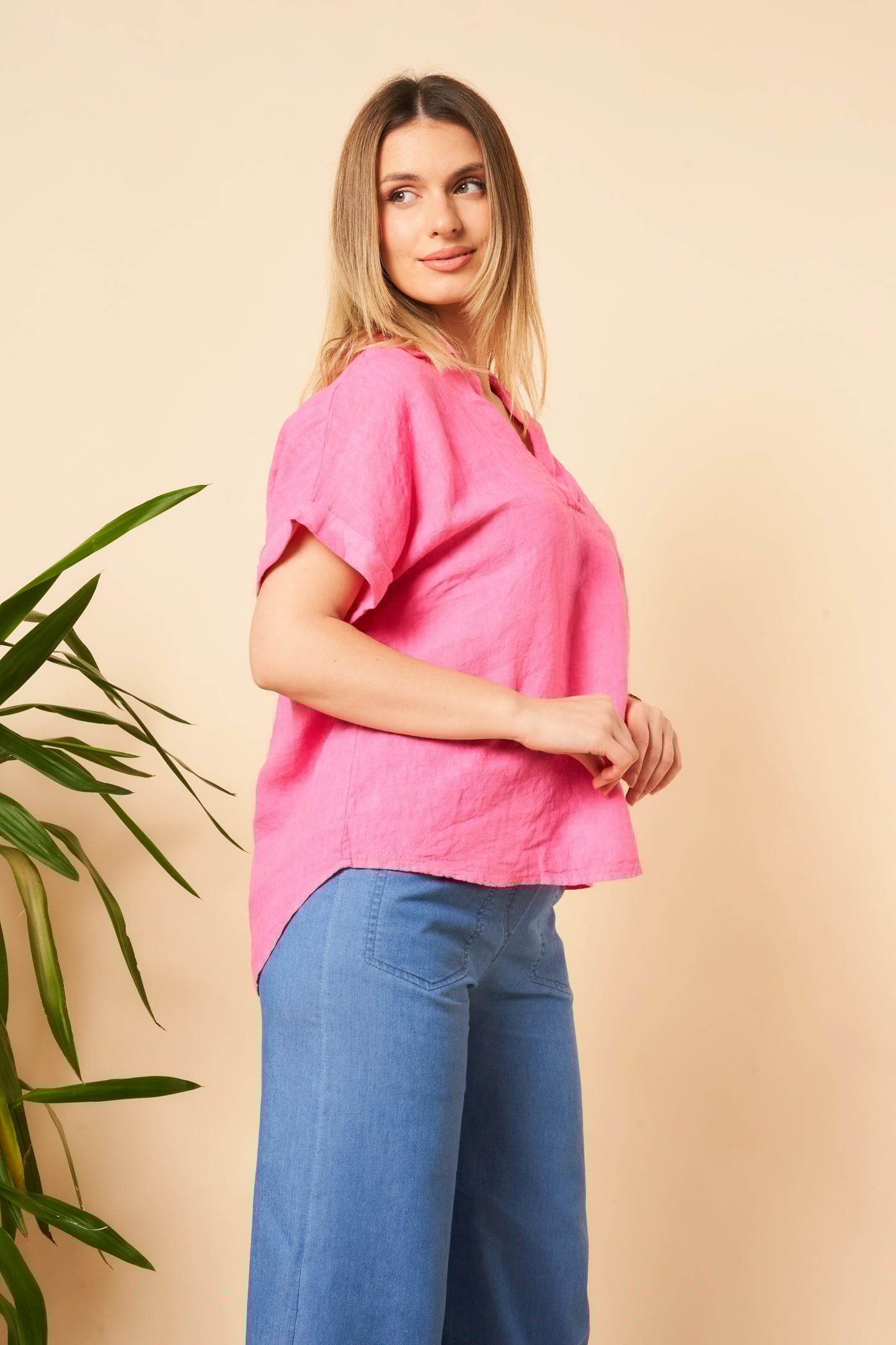 Collared Linen Top