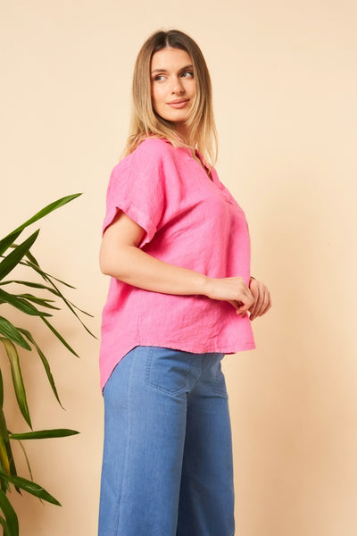 Collared Linen Top