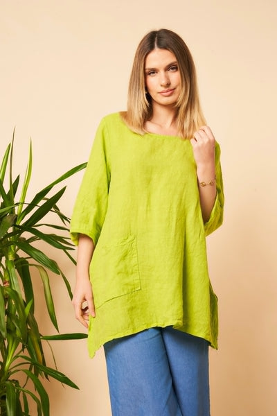 Half Sleeve One Pocket Linen Tunic