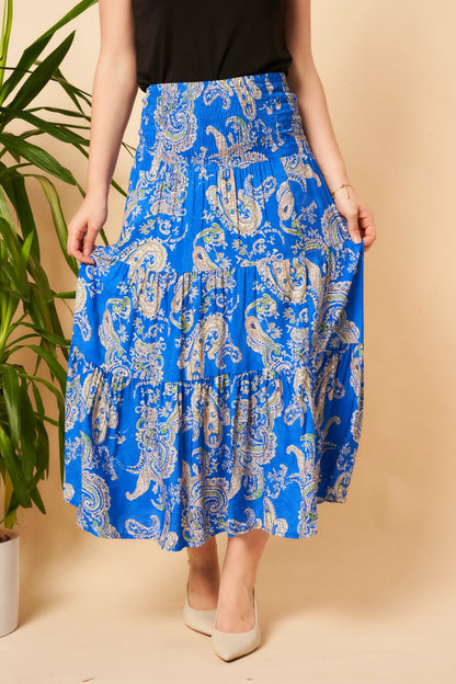 Paisley Print Tiered Skirt