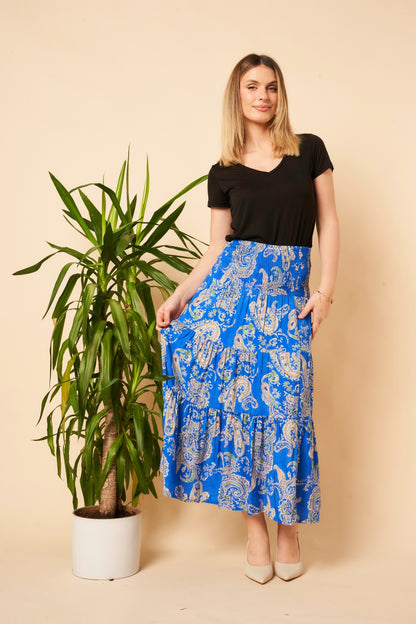 Paisley Print Tiered Skirt