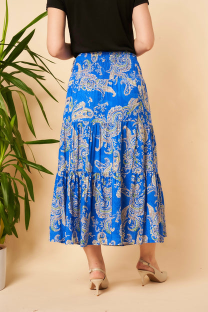 Paisley Print Tiered Skirt