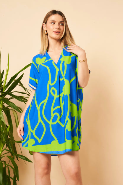 Heart Print Side Pocket V-Neck Tunic