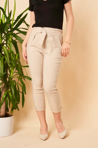 Plain Buckle Stretch Magic Trousers