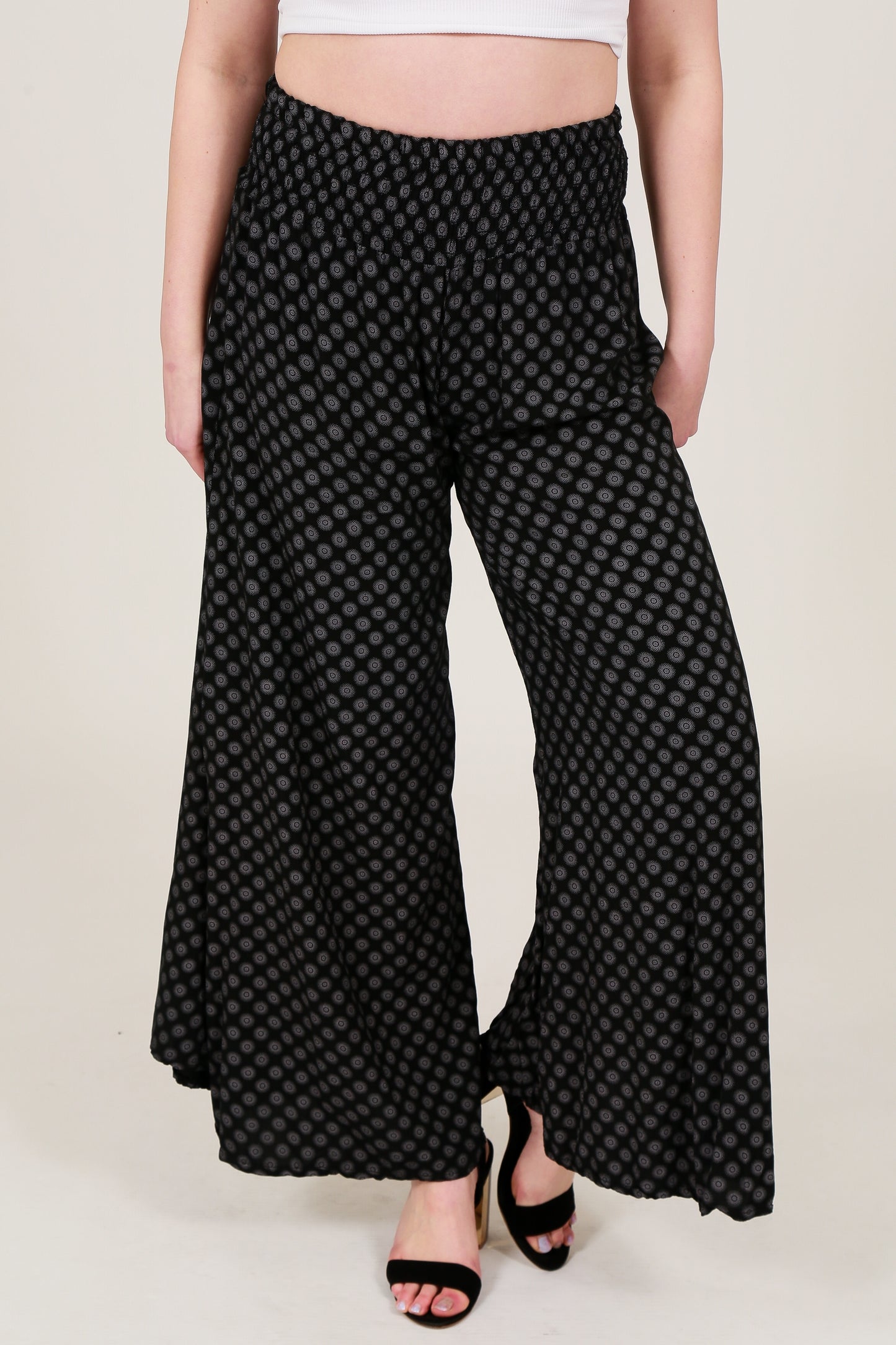 Circle Print Wide Leg Trouser