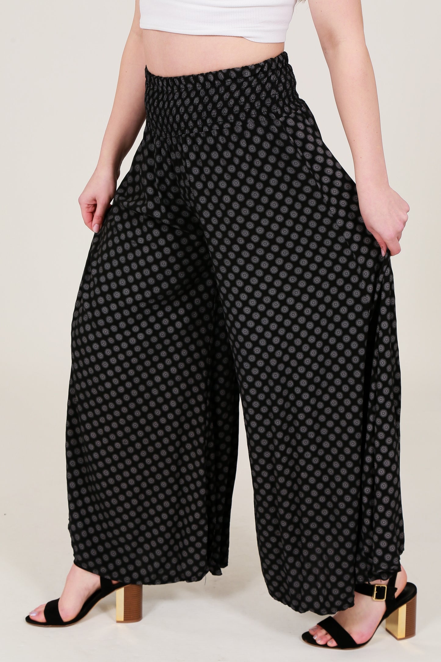 Circle Print Wide Leg Trouser