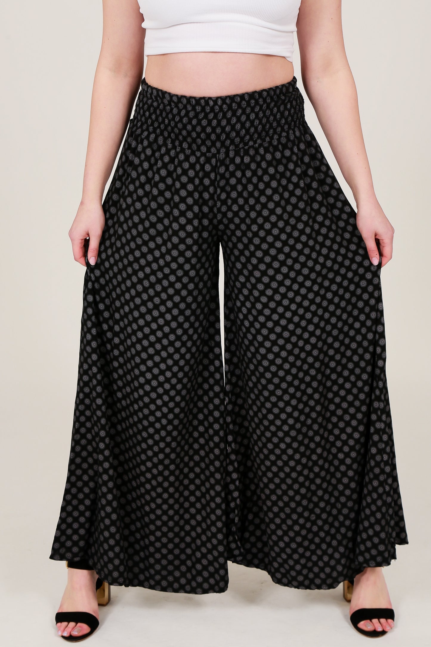 Circle Print Wide Leg Trouser