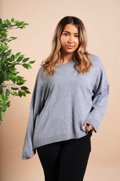 Ribbed Round Neck Relaxed Fit Jumper